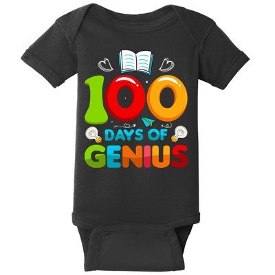 100 Days Of Genius Funny 100th Days Of School Baby Bodysuit