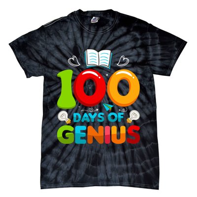 100 Days Of Genius Funny 100th Days Of School Tie-Dye T-Shirt