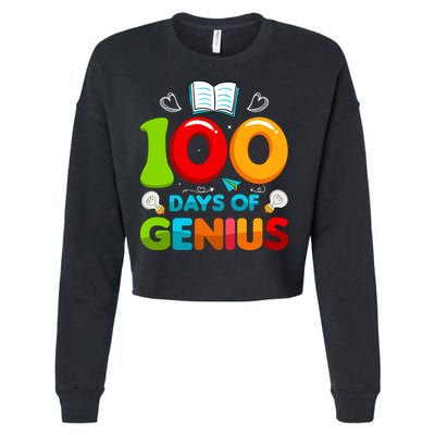 100 Days Of Genius Funny 100th Days Of School Cropped Pullover Crew
