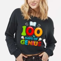 100 Days Of Genius Funny 100th Days Of School Cropped Pullover Crew