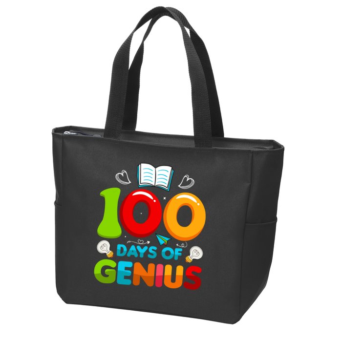 100 Days Of Genius Funny 100th Days Of School Zip Tote Bag