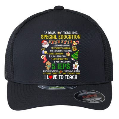 12 Days Of Teaching Special Education Ieps Sped Teacher Xmas Gift Flexfit Unipanel Trucker Cap