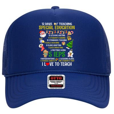 12 Days Of Teaching Special Education Ieps Sped Teacher Xmas Gift High Crown Mesh Back Trucker Hat