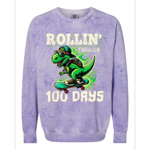 100 Days Of School Teacher 100th Day T Rex Outfit Colorblast Crewneck Sweatshirt