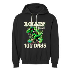 100 Days Of School Teacher 100th Day T Rex Outfit Garment-Dyed Fleece Hoodie