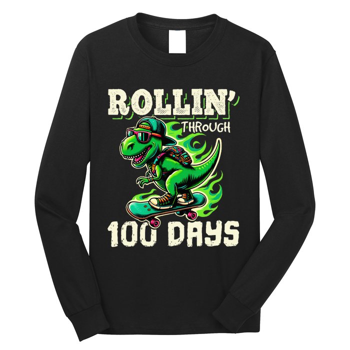 100 Days Of School Teacher 100th Day T Rex Outfit Long Sleeve Shirt