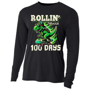 100 Days Of School Teacher 100th Day T Rex Outfit Cooling Performance Long Sleeve Crew