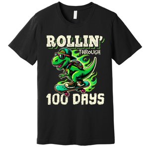 100 Days Of School Teacher 100th Day T Rex Outfit Premium T-Shirt