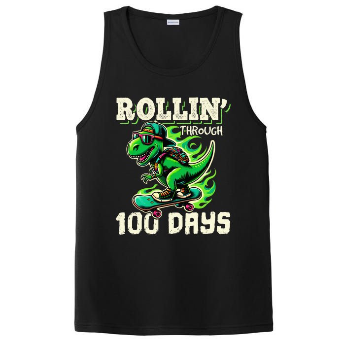 100 Days Of School Teacher 100th Day T Rex Outfit PosiCharge Competitor Tank