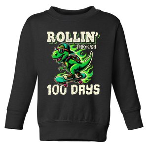 100 Days Of School Teacher 100th Day T Rex Outfit Toddler Sweatshirt