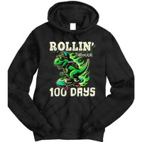 100 Days Of School Teacher 100th Day T Rex Outfit Tie Dye Hoodie