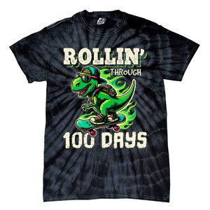 100 Days Of School Teacher 100th Day T Rex Outfit Tie-Dye T-Shirt