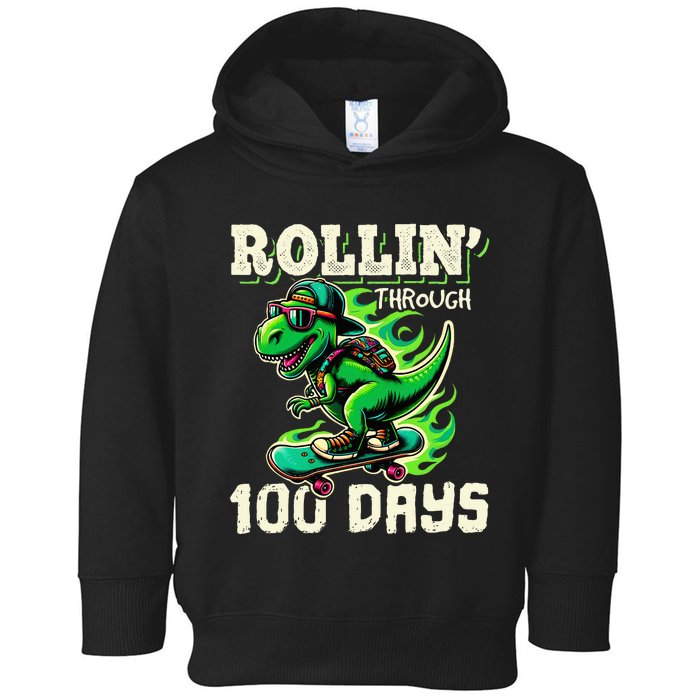 100 Days Of School Teacher 100th Day T Rex Outfit Toddler Hoodie