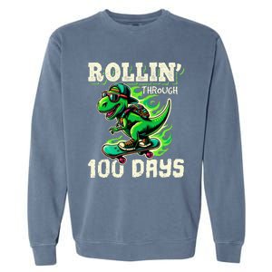 100 Days Of School Teacher 100th Day T Rex Outfit Garment-Dyed Sweatshirt