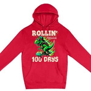 100 Days Of School Teacher 100th Day T Rex Outfit Premium Pullover Hoodie