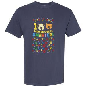 100th Day Of School 100 Pawsome Smarter Dog Cat Paws Garment-Dyed Heavyweight T-Shirt