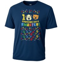 100th Day Of School 100 Pawsome Smarter Dog Cat Paws Cooling Performance Crew T-Shirt