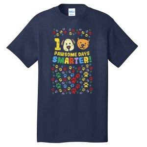 100th Day Of School 100 Pawsome Smarter Dog Cat Paws Tall T-Shirt