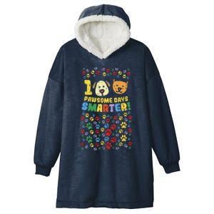 100th Day Of School 100 Pawsome Smarter Dog Cat Paws Hooded Wearable Blanket