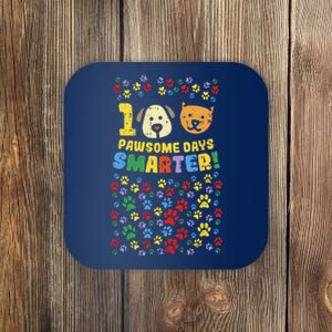 100th Day Of School 100 Pawsome Smarter Dog Cat Paws Coaster