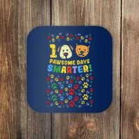 100th Day Of School 100 Pawsome Smarter Dog Cat Paws Coaster