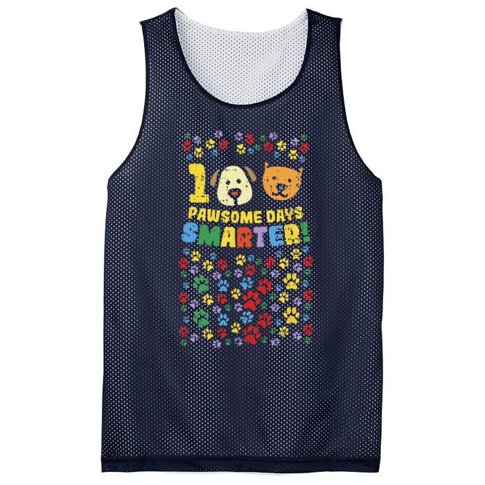 100th Day Of School 100 Pawsome Smarter Dog Cat Paws Mesh Reversible Basketball Jersey Tank