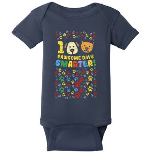 100th Day Of School 100 Pawsome Smarter Dog Cat Paws Baby Bodysuit