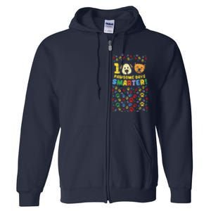 100th Day Of School 100 Pawsome Smarter Dog Cat Paws Full Zip Hoodie