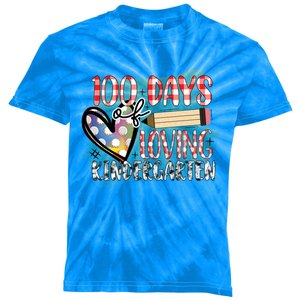 100 Day Of Loving Kindergarten 100 Days Of School Meaningful Gift Kids Tie-Dye T-Shirt