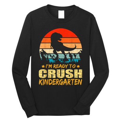 1st Day Of Kindergarten Im Ready To Crush Dinosaur Boy Long Sleeve Shirt