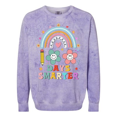 100 Days Of School 100th Day Smarter Rainbow Teacher Colorblast Crewneck Sweatshirt