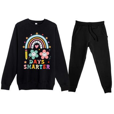 100 Days Of School 100th Day Smarter Rainbow Teacher Premium Crewneck Sweatsuit Set