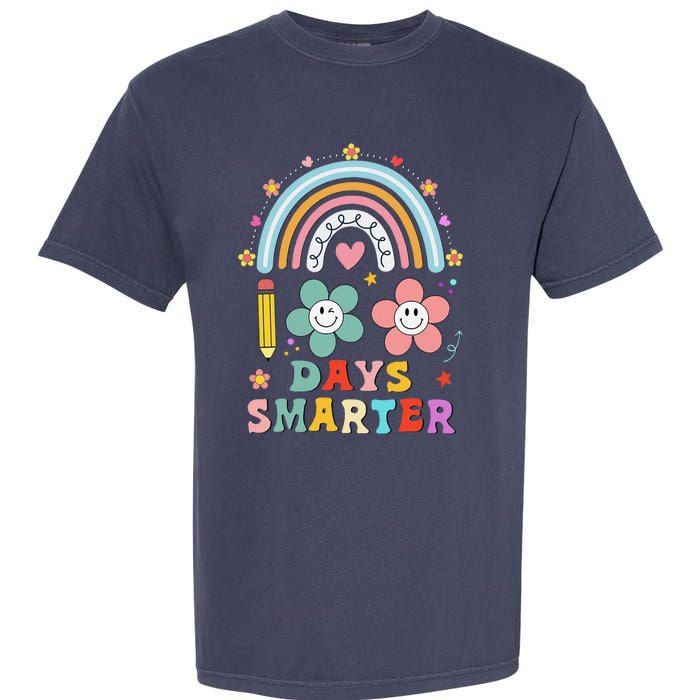 100 Days Of School 100th Day Smarter Rainbow Teacher Garment-Dyed Heavyweight T-Shirt