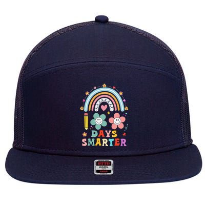 100 Days Of School 100th Day Smarter Rainbow Teacher 7 Panel Mesh Trucker Snapback Hat