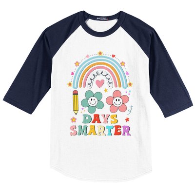 100 Days Of School 100th Day Smarter Rainbow Teacher Baseball Sleeve Shirt