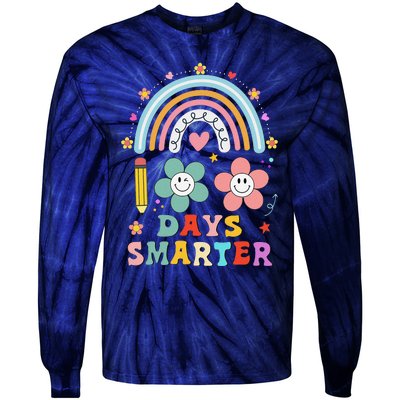 100 Days Of School 100th Day Smarter Rainbow Teacher Tie-Dye Long Sleeve Shirt