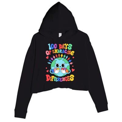 100 Days Of Embracing Differences Autism Awareness Teacher Cool Gift Crop Fleece Hoodie