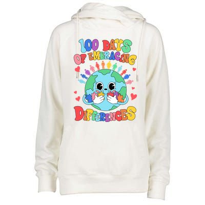 100 Days Of Embracing Differences Autism Awareness Teacher Cool Gift Womens Funnel Neck Pullover Hood