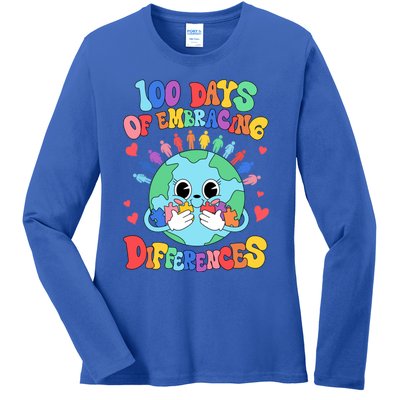 100 Days Of Embracing Differences Autism Awareness Teacher Cool Gift Ladies Long Sleeve Shirt