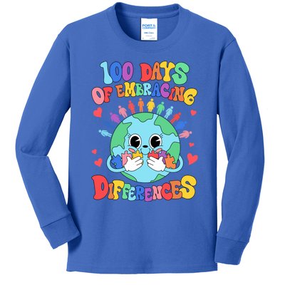 100 Days Of Embracing Differences Autism Awareness Teacher Cool Gift Kids Long Sleeve Shirt