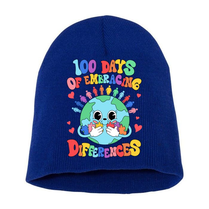 100 Days Of Embracing Differences Autism Awareness Teacher Cool Gift Short Acrylic Beanie