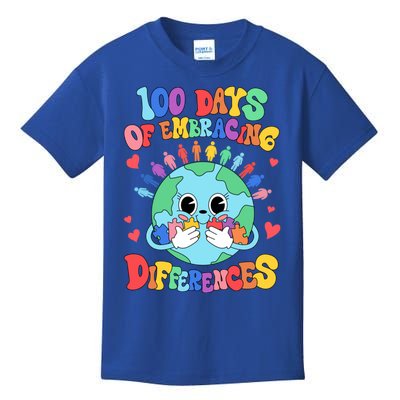 100 Days Of Embracing Differences Autism Awareness Teacher Cool Gift Kids T-Shirt