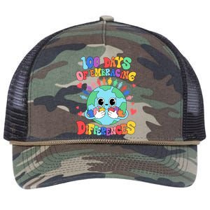 100 Days Of Embracing Differences Autism Awareness Teacher Cool Gift Retro Rope Trucker Hat Cap