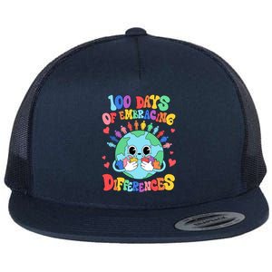 100 Days Of Embracing Differences Autism Awareness Teacher Cool Gift Flat Bill Trucker Hat