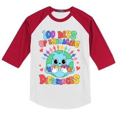 100 Days Of Embracing Differences Autism Awareness Teacher Cool Gift Kids Colorblock Raglan Jersey