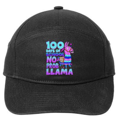 100 Days Of School No Probllama Llama 100th Day Gamers 7-Panel Snapback Hat