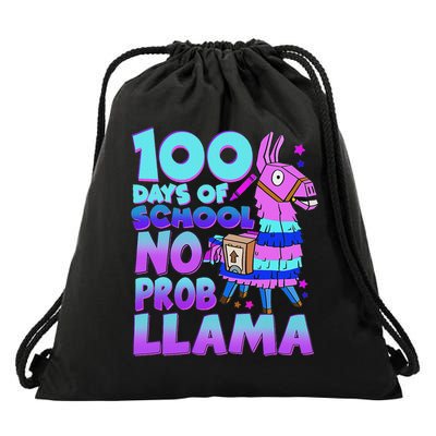 100 Days Of School No Probllama Llama 100th Day Gamers Drawstring Bag