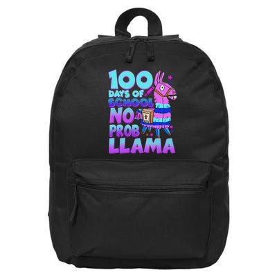 100 Days Of School No Probllama Llama 100th Day Gamers 16 in Basic Backpack