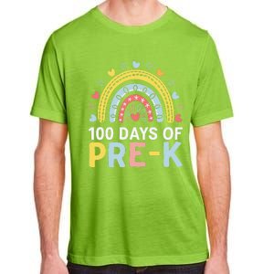 100 Days Of Pre K Rainbow Happy 100th Day Of School Teacher Adult ChromaSoft Performance T-Shirt