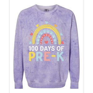 100 Days Of Pre K Rainbow Happy 100th Day Of School Teacher Colorblast Crewneck Sweatshirt